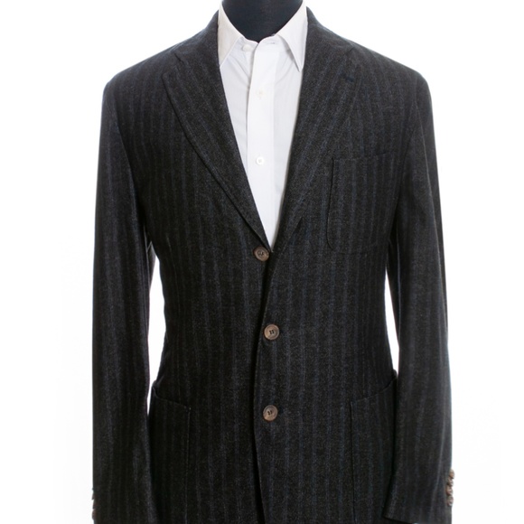 LBM 1911 Charcoal Grey Striped Slim Fit Blazer 46R - Picture 1 of 5